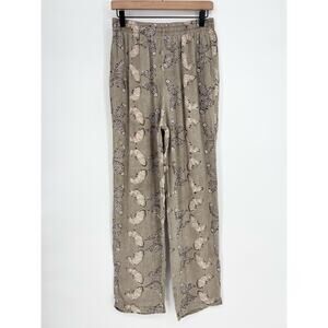 Urban Safari Brown Tan Fish Pattern Boho Flowy Hippie High Waisted Pants Size M